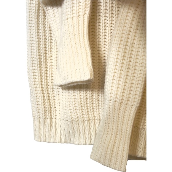 Anthropologie Moon & Madison Ivory Lace Up Back V-Neck Pullover Knit Sweater M - Picture 6 of 11